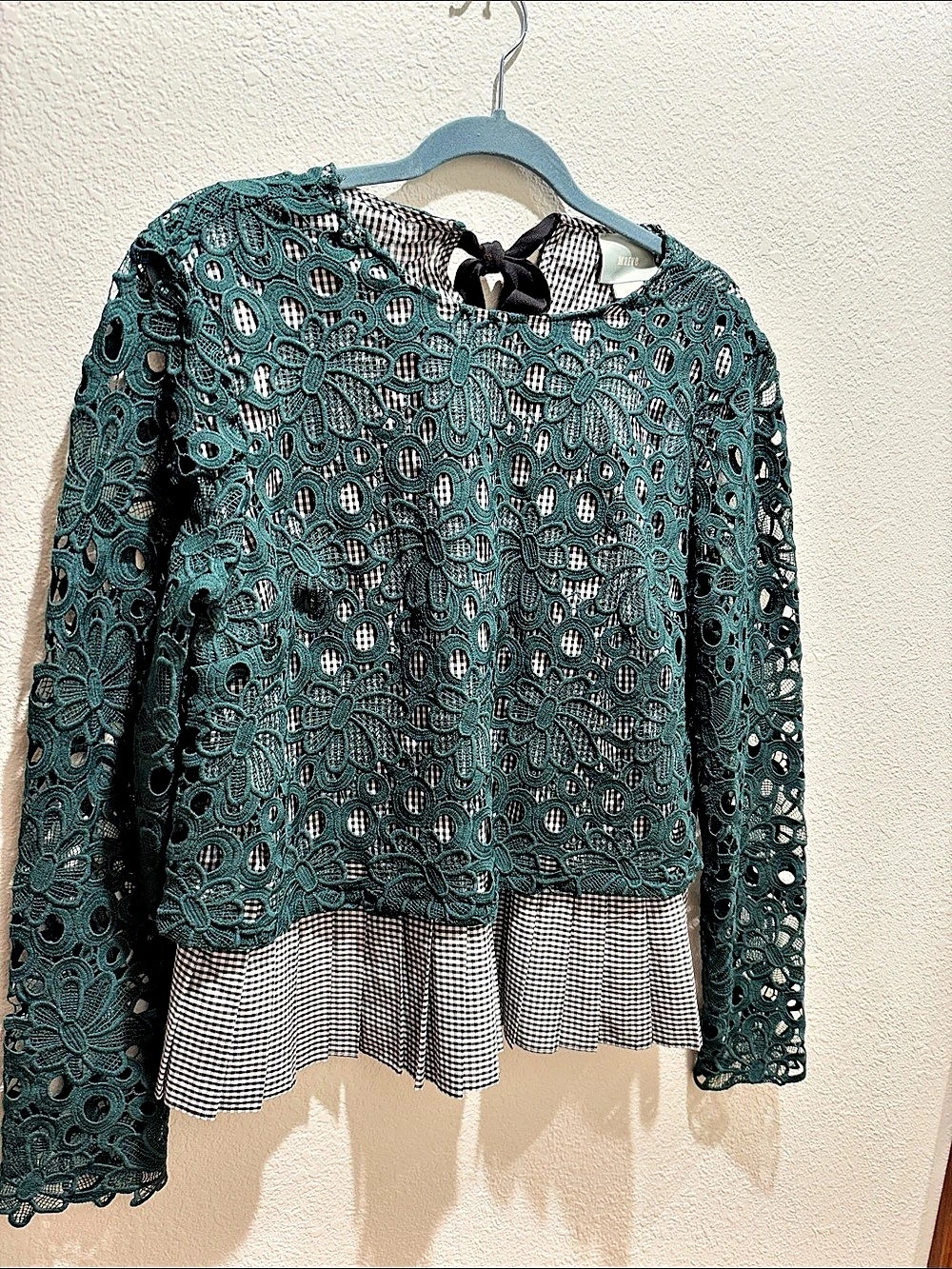 MAEVE Green & Black/White Lace Layered Top, BRAND NEW